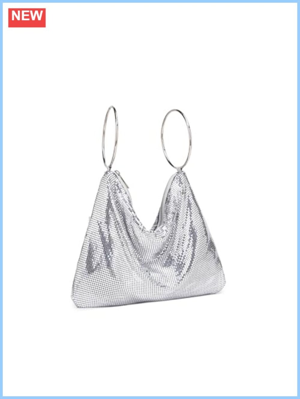Metal Mesh Evening Bag Knotted Shoulder Strap Hobo Clutch Wristlet